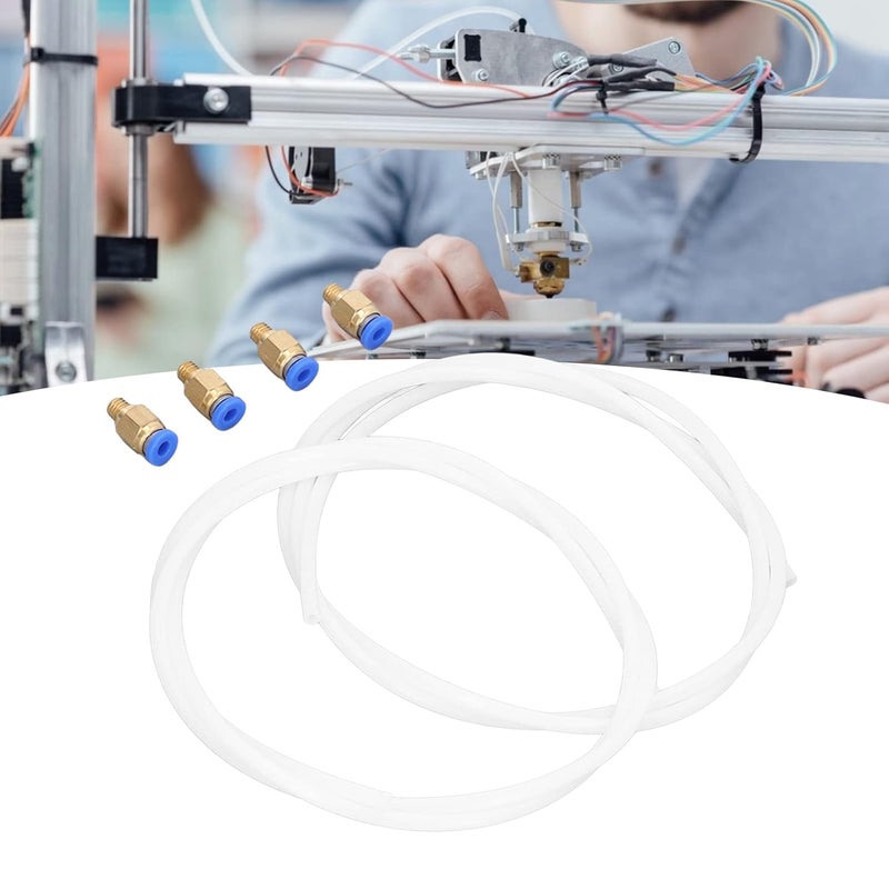 مجموعة أنابيب PTFE لتغذية خيوط الطابعة ثلاثية الأبعاد 1.75 مم M6 أبيض 4 مم القطر الخارجي 2 مم القطر الداخلي 1 متر طول مقاومة عالية للحرارة - Image 2